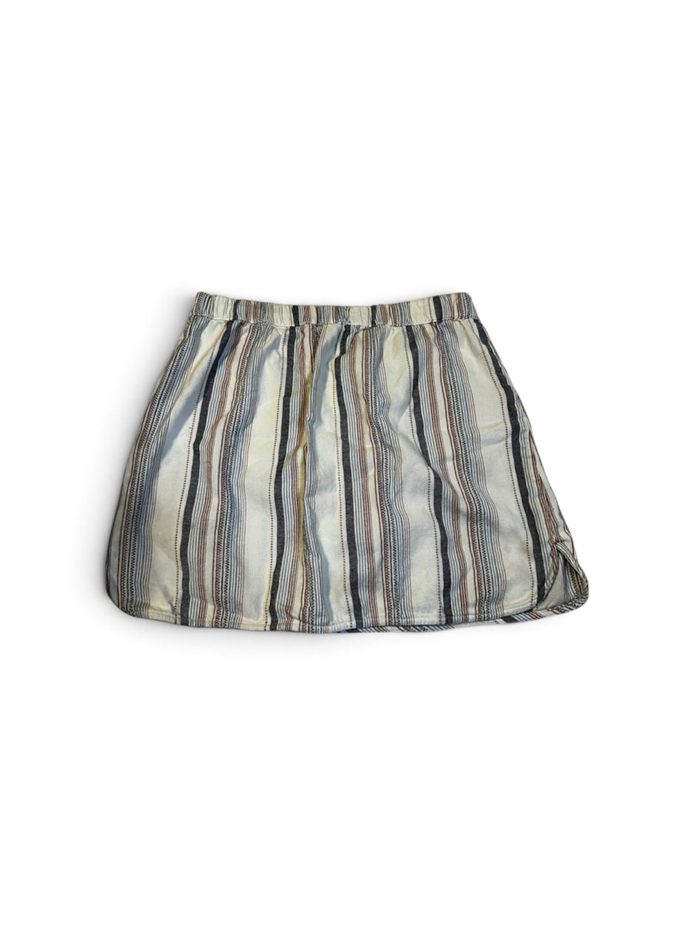 Aventura Striped Mini Skirt in Cream, Tan, Gray, and Blue